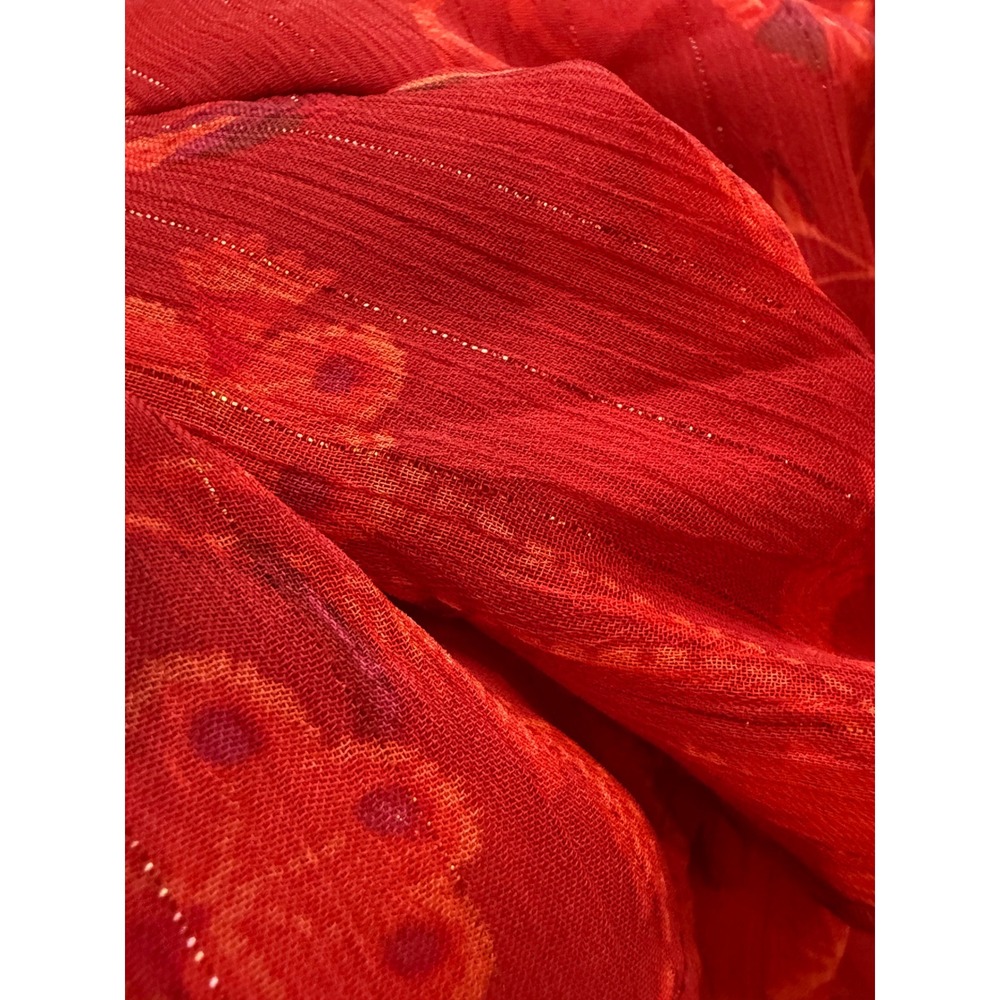 Torrid Red Floral Chiffon Tiered Ruffle Mini Skirt Metallic Gold Stripe Plus 1 - Picture 4 of 5